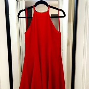 NAKE ZEBRA A-LINE STRAPPY CUTOUT MINI RED DRESS